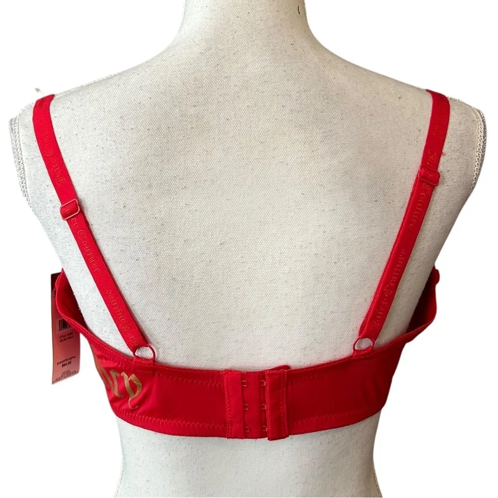 NWT Juicy Couture Lightly Lined T-shirt Bra with Logo Women’s SZ 40D‎ in Red